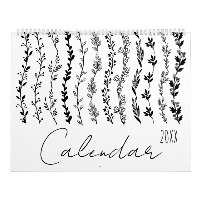 Calendário de manuscrito de ramos florais simples (Capa)