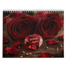Calendário de Mesa Casal Romântico Rosa Vermelha 2
