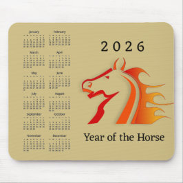 Calendário de mousepad com design do Ano do Cavalo