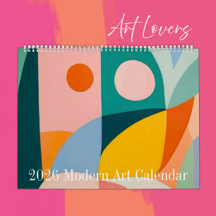 Calendário de Muro Minimalista de Arte Moderna de 
