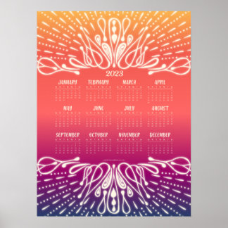 Calendário de Nascer e Pôr do Sol de 2023 Poster