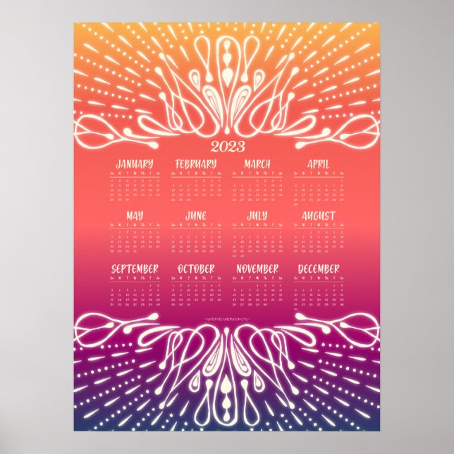 Calendário de Nascer e Pôr do Sol de 2023 Poster (Frente)