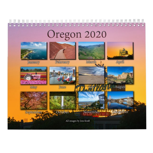 Calendário de Oregon 2020 (Verso)