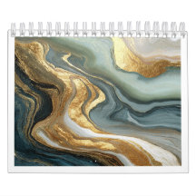 Calendário de Ouro Fluido Abstrato de Luxo 2027
