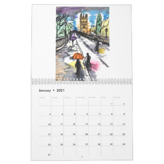 Calendário de Oxford em Watercolor 2021