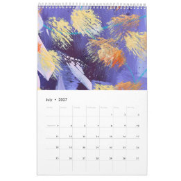 Calendário de Página Única de Arte Abstrata Pincel