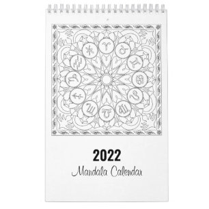 Calendário de Páginas de Coloração Mandala em 