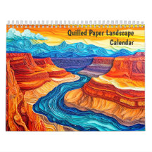 Calendário de Paisagem em Papel Quilled