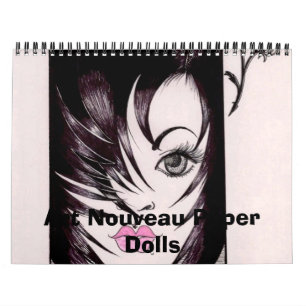 Calendário de papel das bonecas de Nouveau da arte