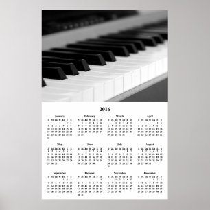 Calendário de Parede 2016 Belo Poster de Piano de 