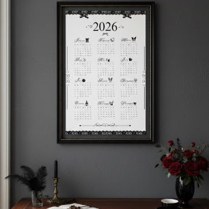 Calendário de Parede 2026   Poster Estético de Ren