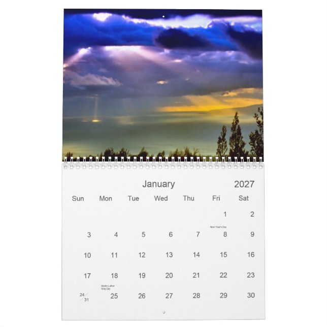 Calendário de parede anual de Maui Havaí (Jan 2027)