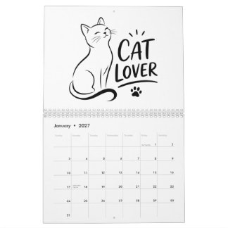 Calendário de Parede Cute Cat Lover 2027