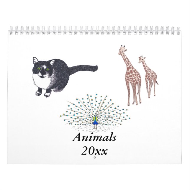 Calendário de Parede de Animais Escolher Ano (Capa)