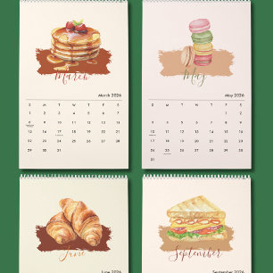 Calendário de Parede de Arte de Alimentos Doces pa