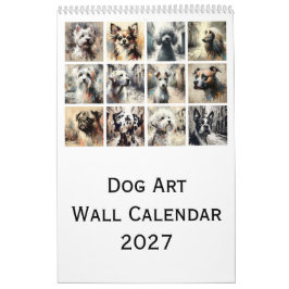 Calendário de Parede de Arte de Cachorro 2027, Ret