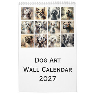 Calendário de Parede de Arte de Cachorro 2027, Ret