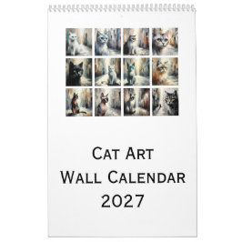 Calendário de Parede de Arte de Gato 2027