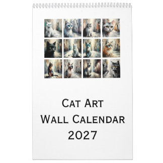 Calendário de Parede de Arte de Gato 2027