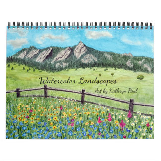 Calendário de parede de arte de paisagem aquarela