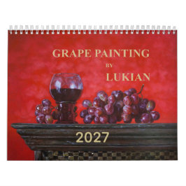 Calendário de Parede de Arte de Uvas e Vinho 2027