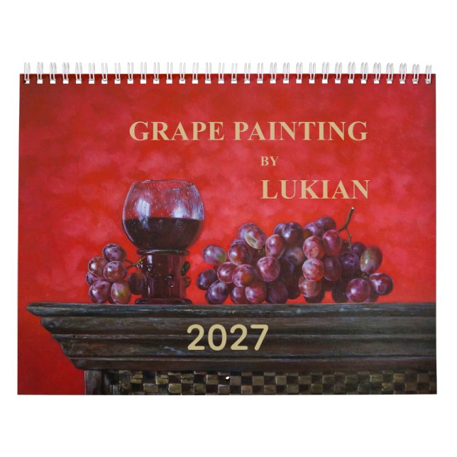 Calendário de Parede de Arte de Uvas e Vinho 2027 (Capa)
