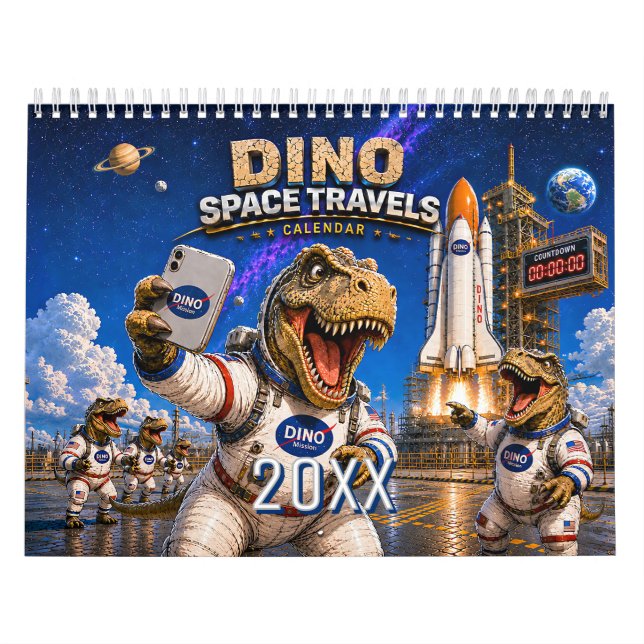 Calendário de Parede de Astronauta Dinossauro Engr (Capa)
