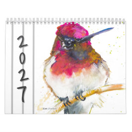 Calendário de Parede de Aves em Aquarela 2027