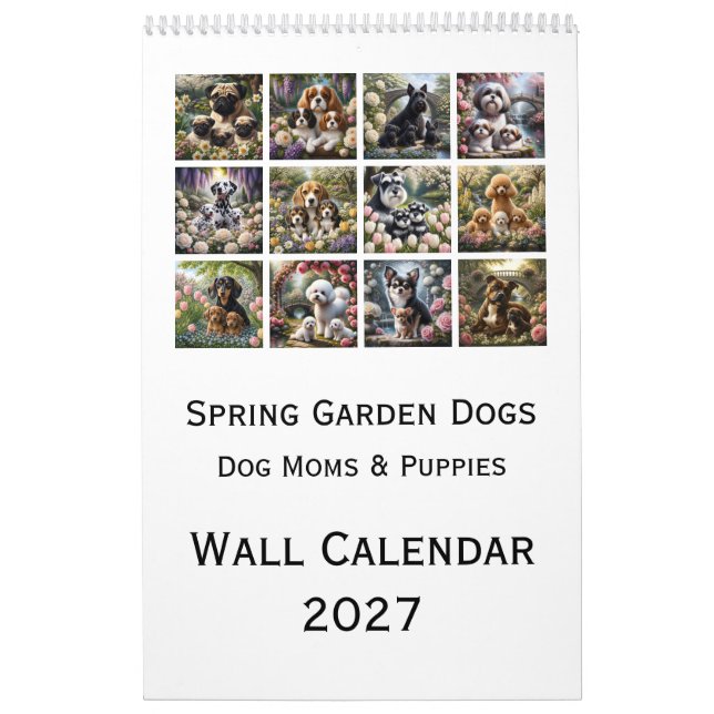 Calendário de Parede de Cães no Jardim de Primaver (Capa)