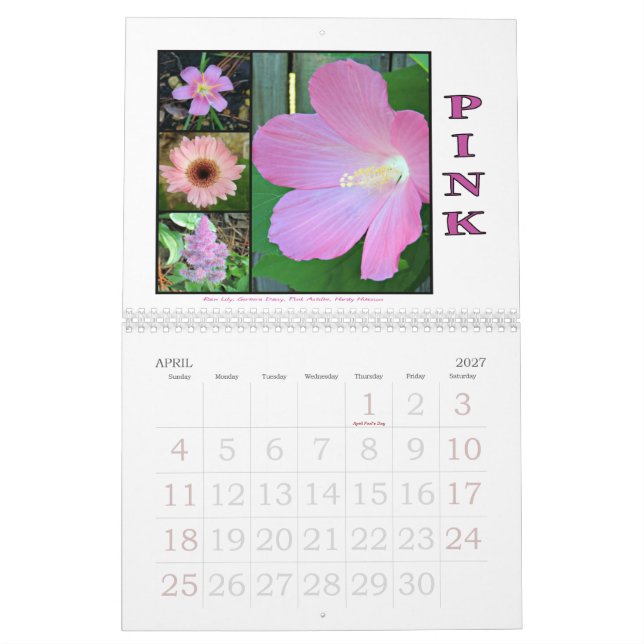 Calendário de Parede de Colagem Floral da Natureza (Abr 2027)
