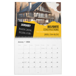 Calendário de Parede de Construção Guindaste Ama