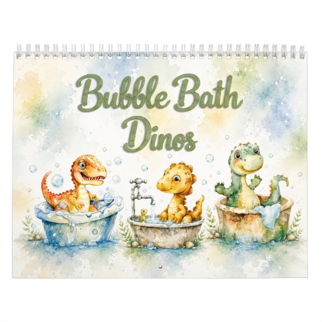 Calendário de Parede de Dinossauros Bebês em Aquar (Capa)