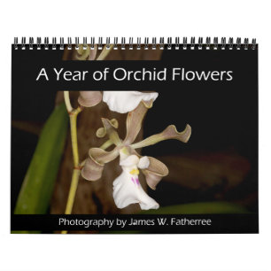 Calendário de Parede de Flores de Orquídea por J.