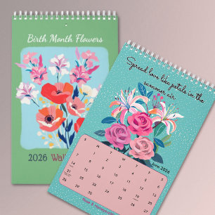 Calendário de parede de flores do mês de nasciment