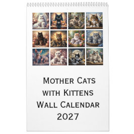 Calendário de Parede de Gatas com Gatinhos 2027