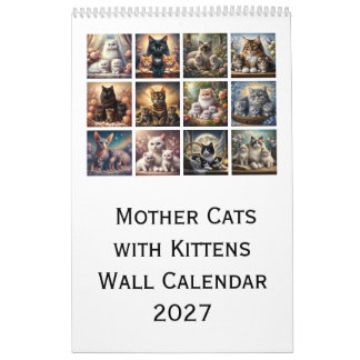 Calendário de Parede de Gatas com Gatinhos 2027