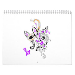 Calendário de Parede de Luxo Botânico Paisley