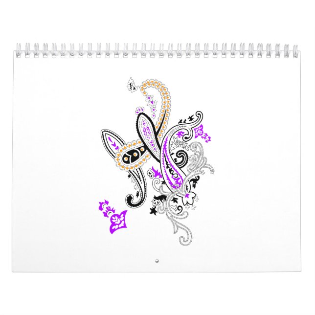 Calendário de Parede de Luxo Botânico Paisley (Capa)