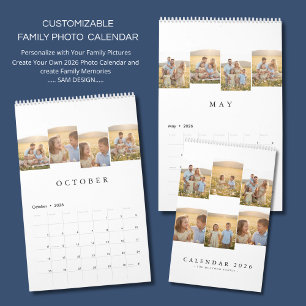 Calendário de Parede de Memórias de Família Elegan