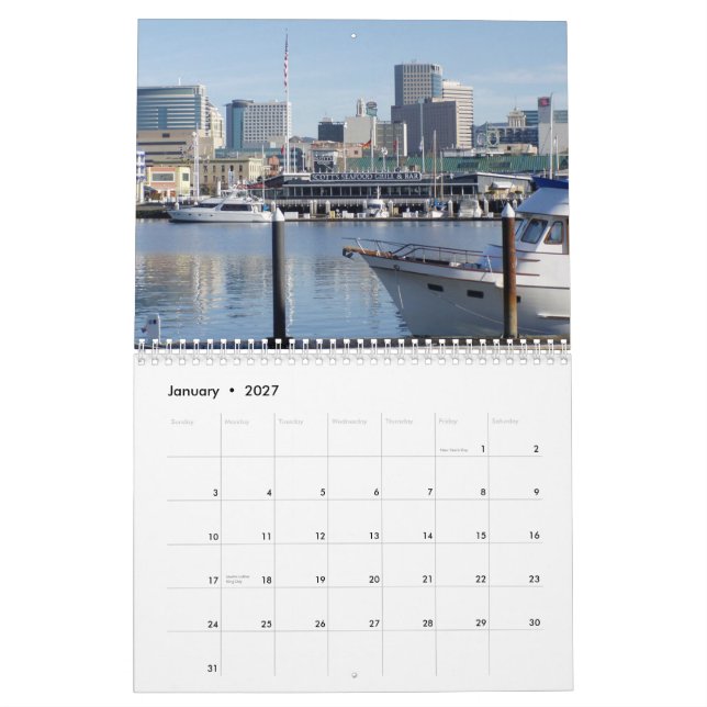 Calendário de parede de Oakland Califórnia 2014 (Jan 2027)