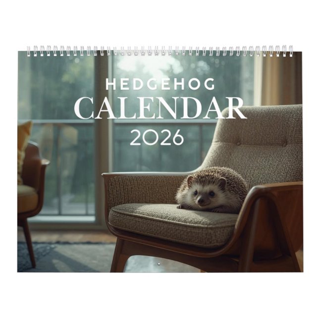 Calendário de Parede de Ouriço 2026 | 12 Meses (Capa)