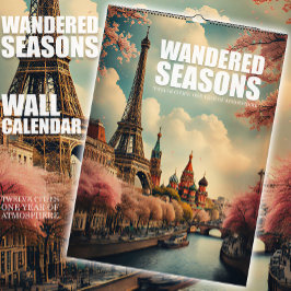 Calendário de Parede de Viagem com 12 Cidades e Es
