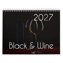 Calendário de Parede de Vinho 2027 - Preto & Vinho