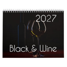 Calendário de Parede de Vinho 2027 - Preto & Vinho