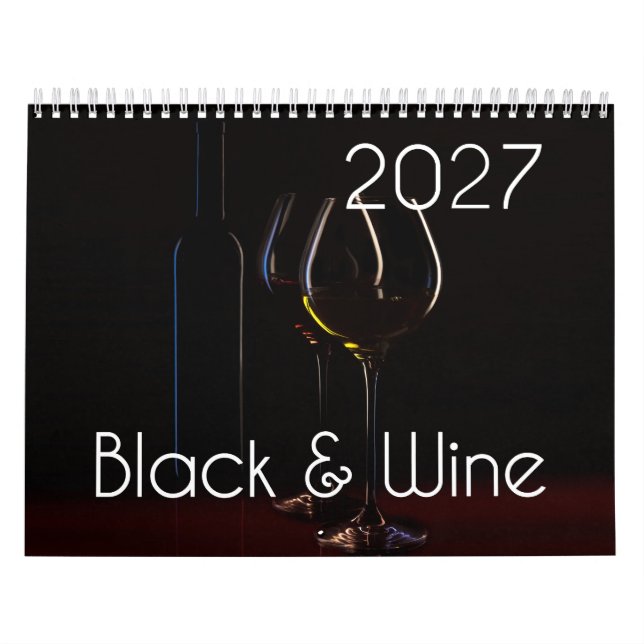 Calendário de Parede de Vinho 2027 - Preto & Vinho (Capa)