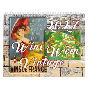 Calendário de Parede de Vinho - Vinho vintage