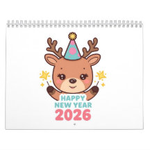 Calendário de parede do ano novo fofo 2026