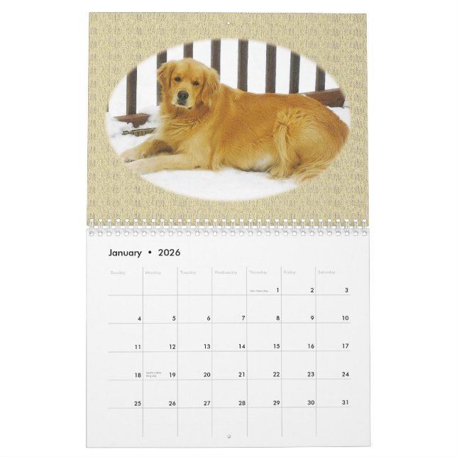 Calendário de parede do filhote de cachorro do (Jan 2026)