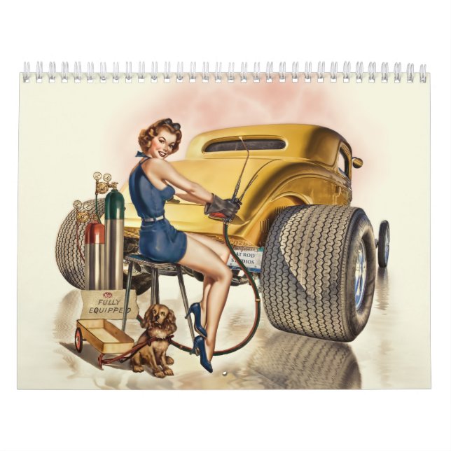 Calendário de parede do hot rod & Pinups retros (Capa)