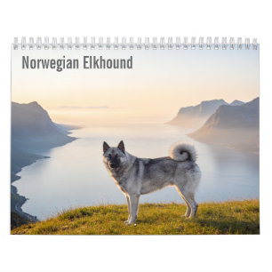 Calendário de parede do Norwegian Elkhound 2027